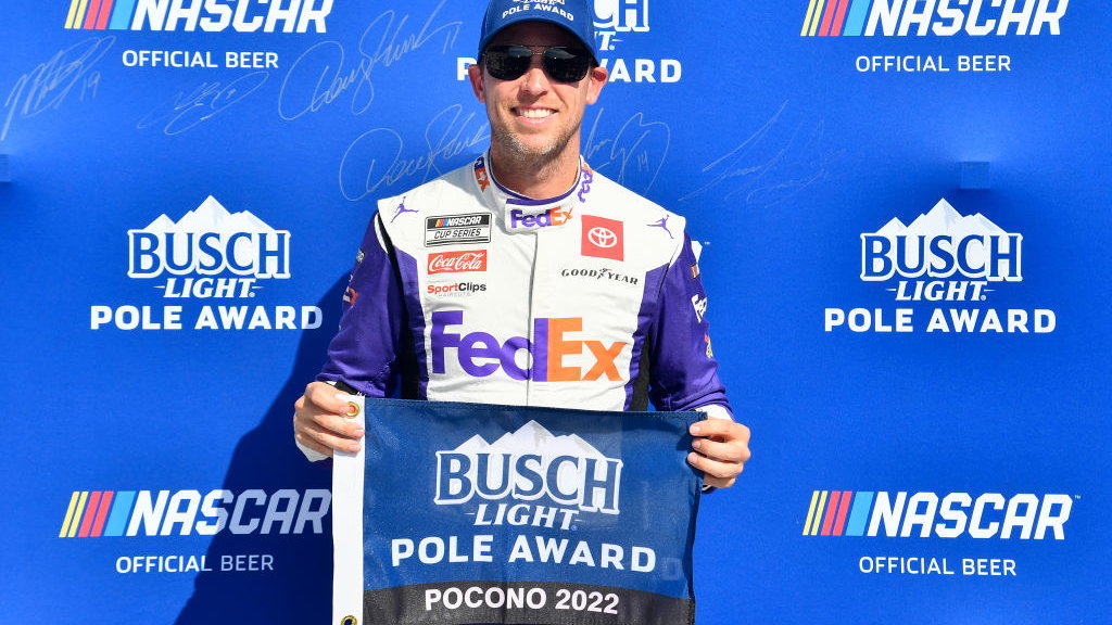 NASCAR at Pocono: Denny Hamlin of Joe Gibbs Racing wins Pole